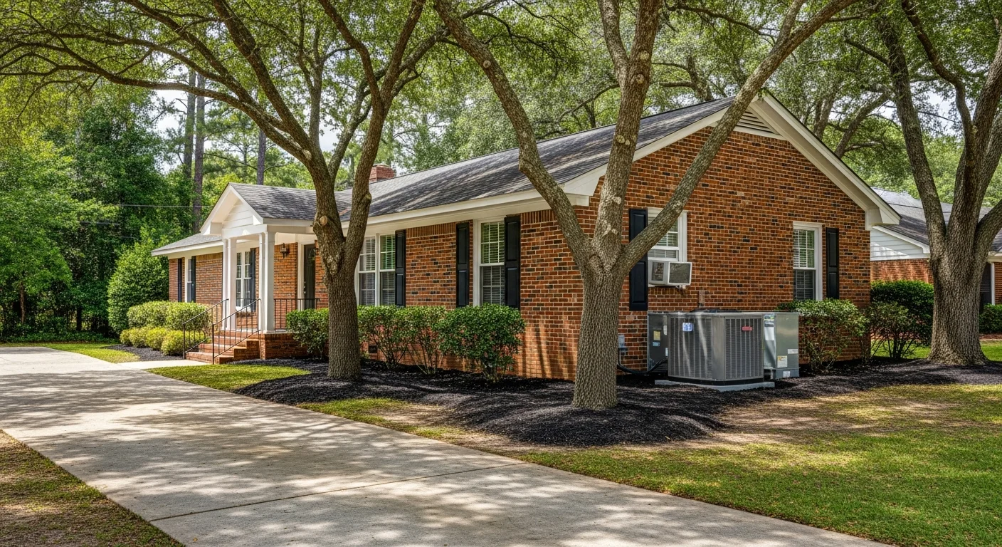 Residential home in Brown Summit with mature trees and a well-maintained yard.